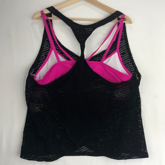 Go by Gossip Bikini Top with Mesh Tank Pink Black - Picture 5 of 8